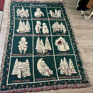 Christmas Holiday Snowbabies Dept. 56 Tapestry Woven Throw Blanket 65" L…